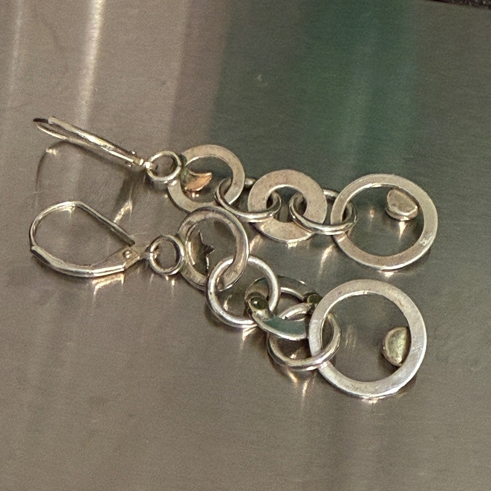 925 Sterling Silver Peridot Moon Star Celestial Dangle Earrings 2" - Picture 4 of 5